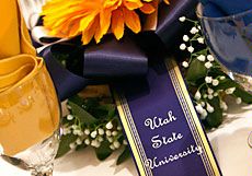 floral table arrangement, Utah State University